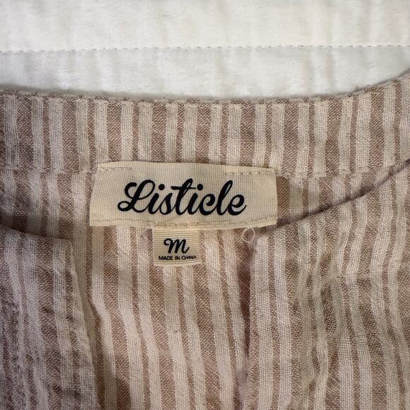Listicle Women's Linen Blend Babydoll Short Sleeve Blouse, size Medium - Picture 3 of 5